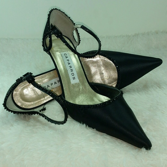 Caparros Black Sequin Trimmed Ankle Strap Size 6B - Picture 3 of 7
